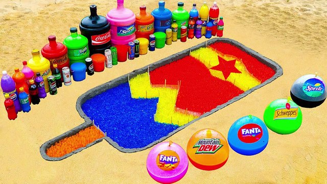 How to make Rainbow Ice Cream Cone Spiderman with Orbeez, Big Monster, Fanta, Coca Cola and Mentos