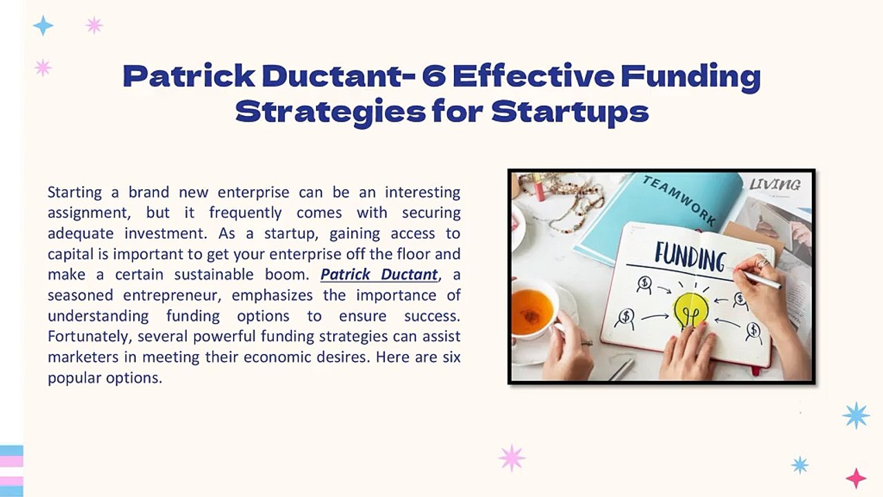 Patrick Ductant- 6 Effective Funding Strategies for Startups