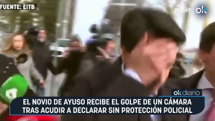 El novio de Ayuso recibe el golpe de un cámara tras acudir a declarar sin protección policial