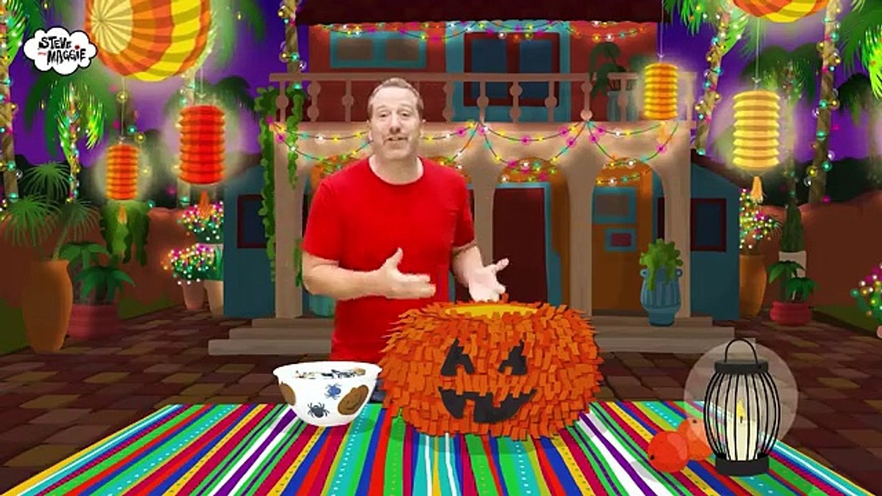 Halloween Spooky Party for Kids with Steve and Maggie _ Monster Trick or Treat _ Hit the Piñata(360P)
