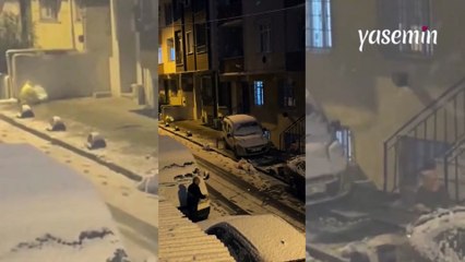Karın tadını en çok yaşlı çift çıkardı! Beraber kar topu savaşı yaptılar