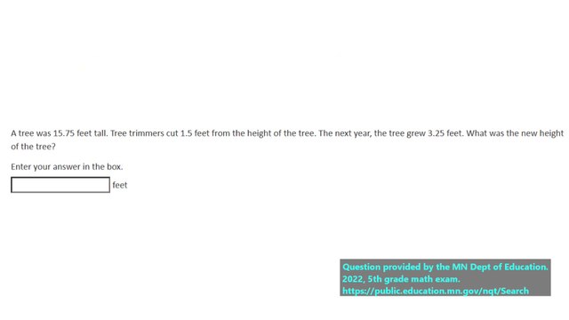 Real state exam question on adding and subtracting decimals (question #2). 5th Grade Math test prep.