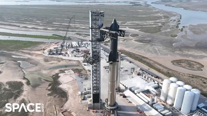 SpaceX Stacking Starship 24 Onto Heavy Booster In Amazing Drone Video