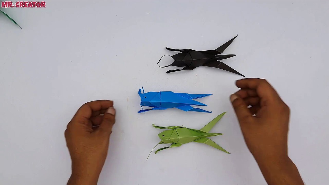 Easy Origami Grasshopper | How To Make A Locust (Grasshopper) | Grasshopper Making Out Of Paper