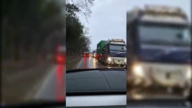 Ambulance stuck in traffic due to roadworks