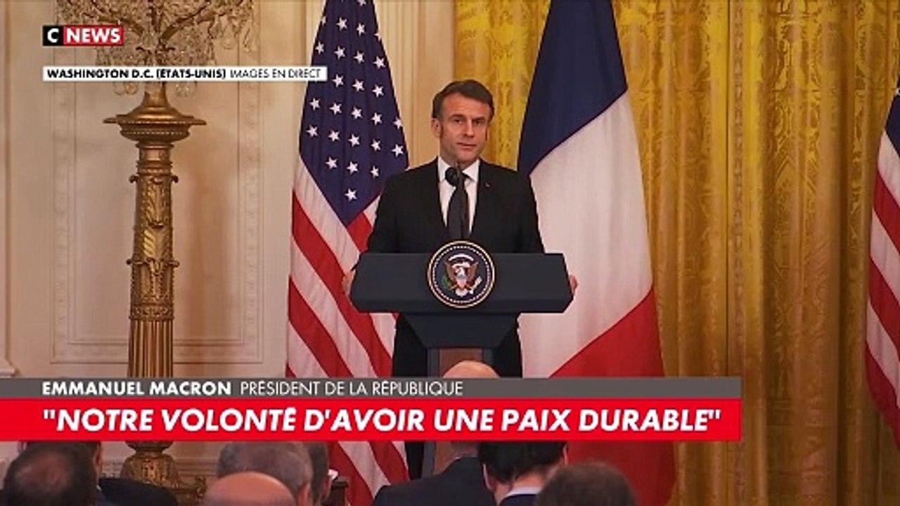 Emmanuel  Macron : «La paix le plus vite possible. Une paix solide et durable pour tout le monde»