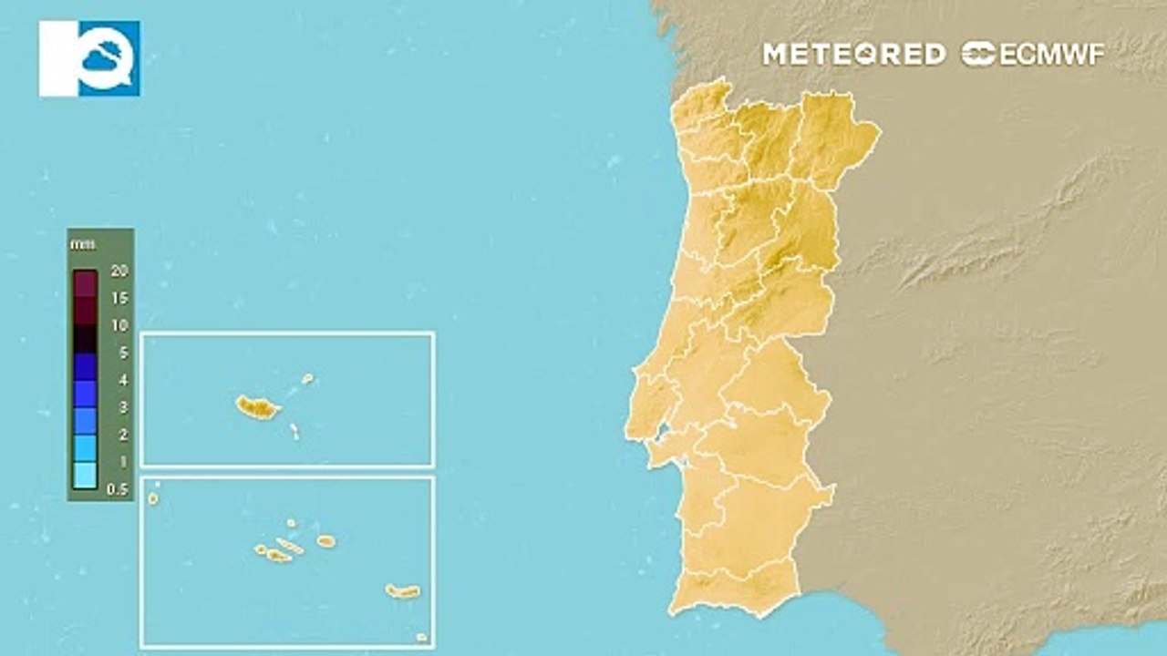 Semana inicia com precipitação, mas esperam-se algumas abertas durante a semana. Até quinta-feira, a região do Minho pode chegar a 40 mm de precipitação acumulada.