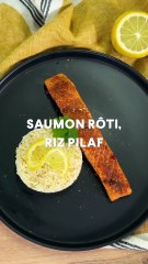 saumon rôti, riz pilaf