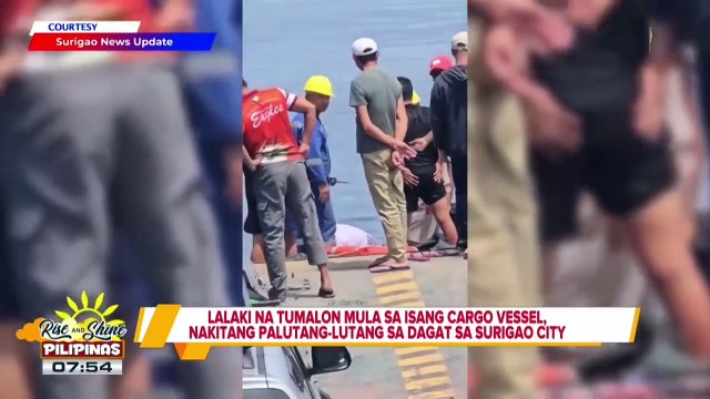 Lalaking tumalon mula sa cargo vessel, nakitang palutang-lutang sa dagat sa Surigao City;