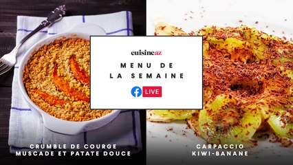 Crumble de courge muscade et patate douce avec son Carpaccio kiwi-banane