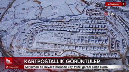 Adıyaman'da beyaza bürünen köy evleri görsel şölen sundu