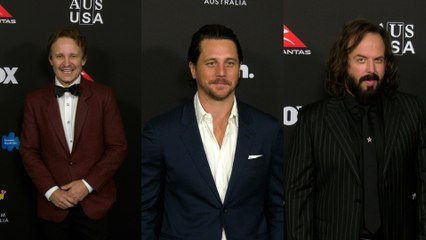 Damon Herriman, Ben Robson, Angus Sampson attend the 22nd annual G'Day USA Arts Gala blue carpet event