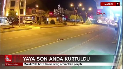 Mardin'de hafif ticari araç otomobile çarptı