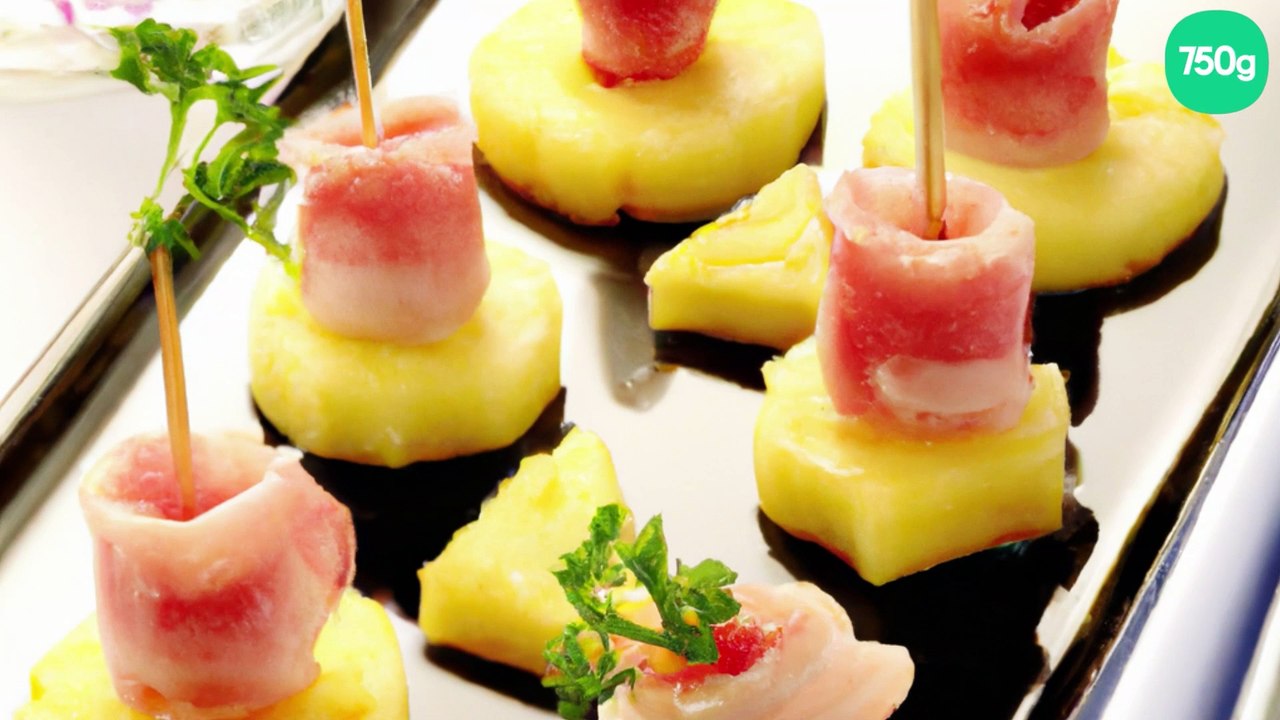 Amuses-bouches ananas et jambon cru
