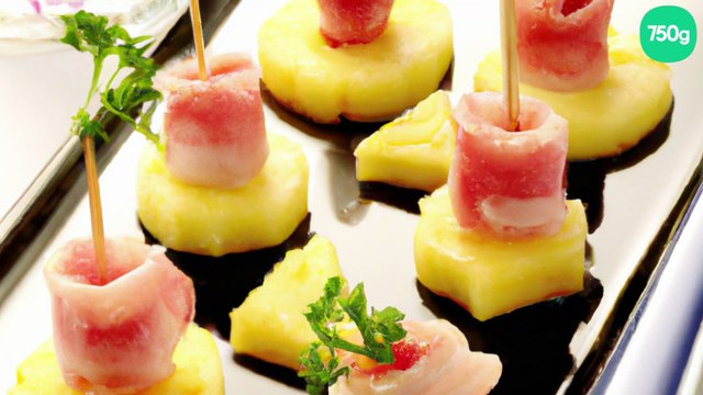 Amuses-bouches ananas et jambon cru