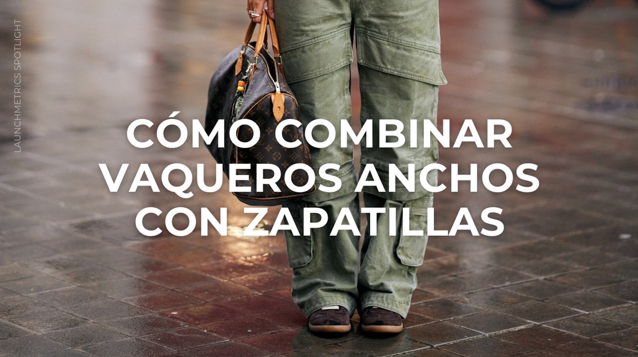 Cómo combinar vaqueros anchos con zapatillas