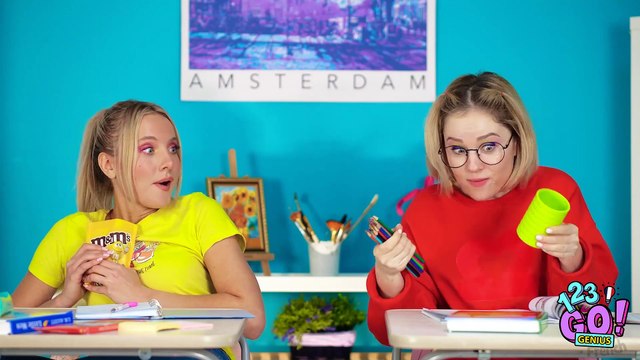 CACHER DES EN-CAS À L'ÉCOLE || Astuces Alimentaires Cool et Idées de Maquillage par 123 GO! Genius