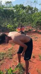 Se llevaron tremendo susto al toparse con un dragón con volantes