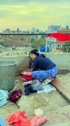 Young pakistani girls are enjoying on roof