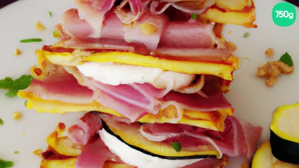Millefeuilles de jambon de Vendée, courgettes, chèvre