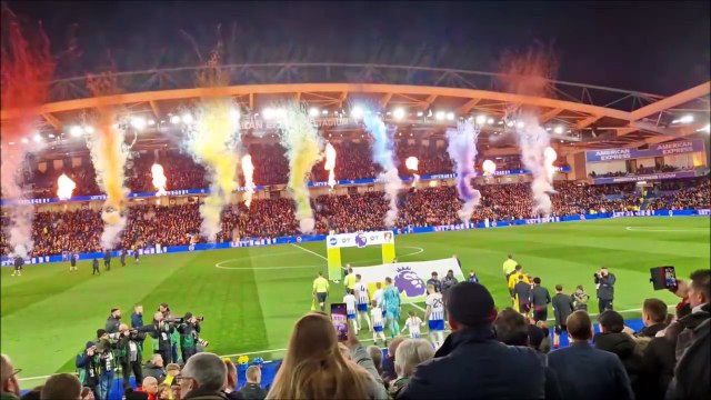 Watch as Brighton and Hove Albion and Bournemouth players take to the pitch ahead of Premier League battle