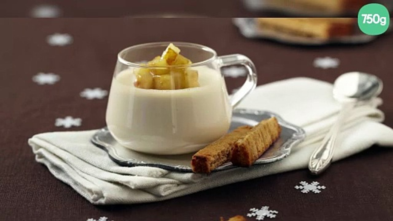 Panna cotta au foie gras pommes Ariane caramélisées et mouillettes de pain d'épices