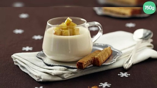 Panna cotta au foie gras pommes Ariane caramélisées et mouillettes de pain d'épices
