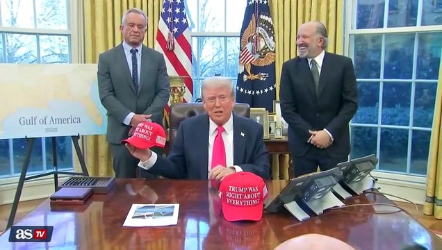 ‘Trump was right about everything’: Trump storms Oval Office press conference with bold new hat