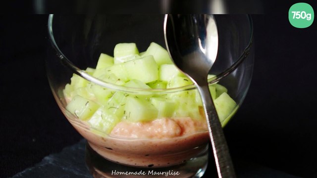 Verrines de mousse de saumon fumé et concombre