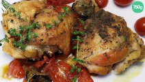 Chapon au romarin et à la tomate fraîche