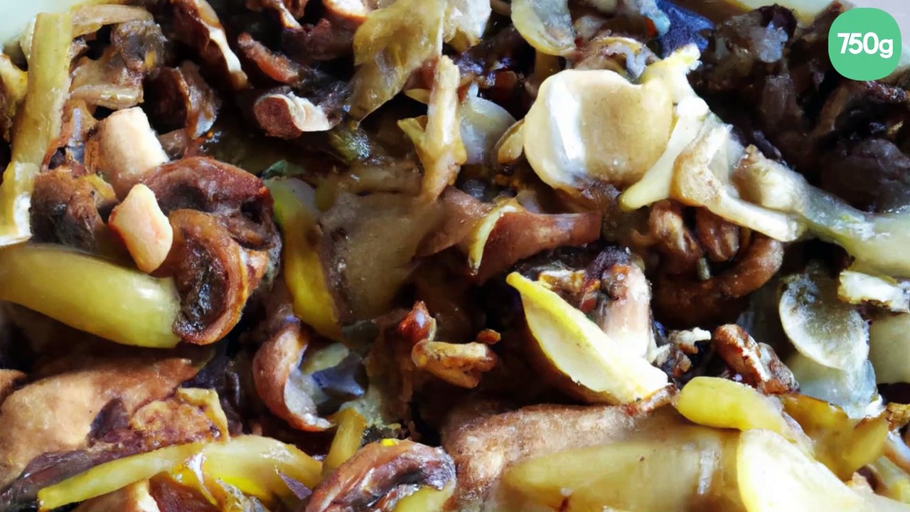 Dinde aux champignons et oignons