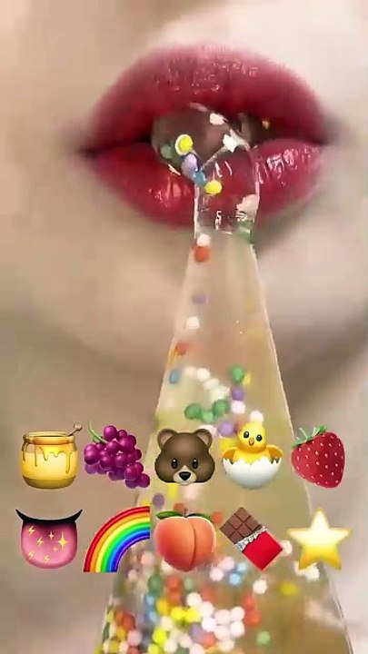 Asmr EMOJI FOOD 🍯🍇🐻🐣🍓🌈🍫⭐️eating sounds(sped up)