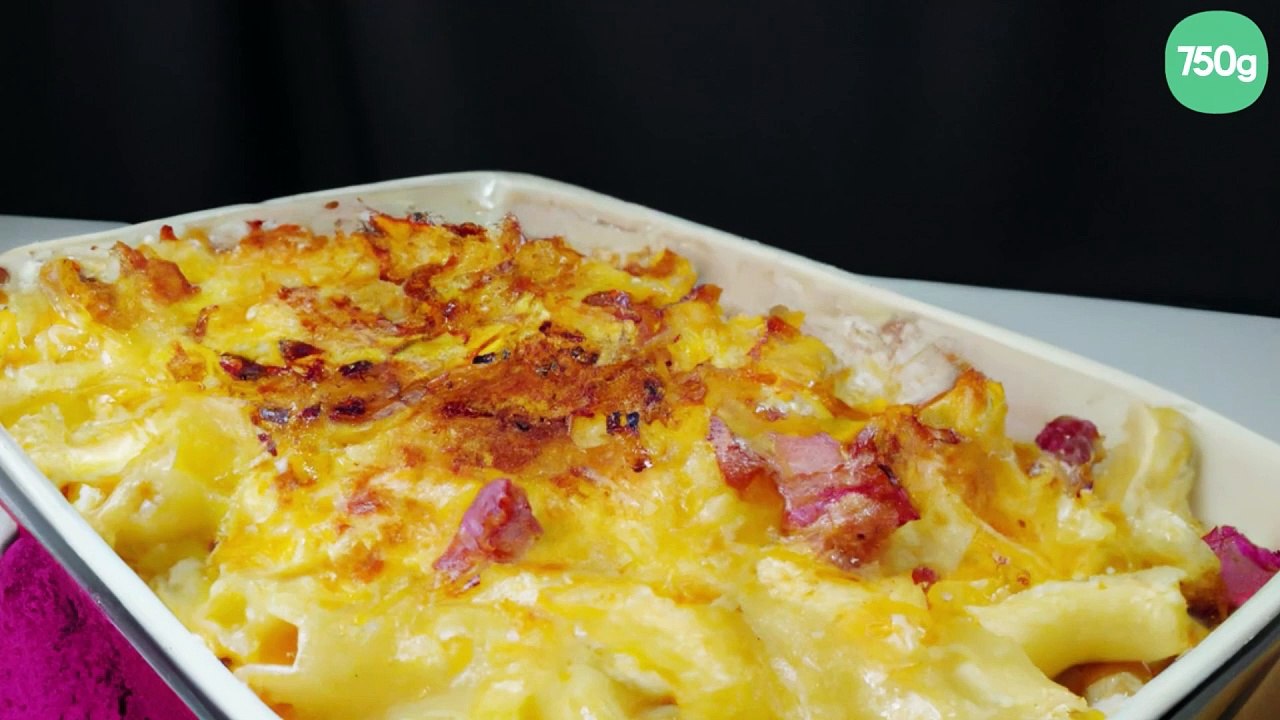 Gratin de macaronis au jambon cuit et reblochon