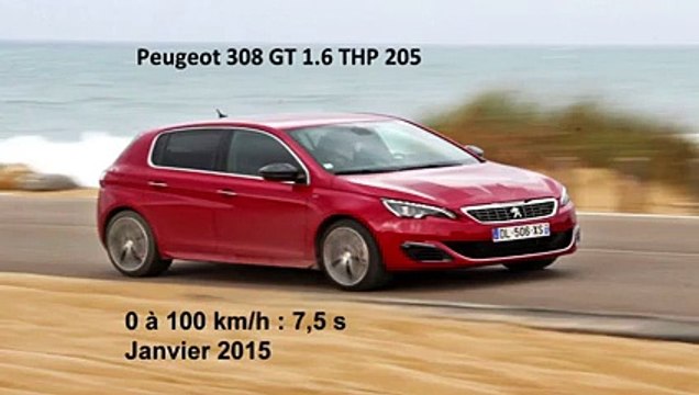 Vidéo : le 0 à 100 km/h à bord de la Peugeot 308 GT 1.6 THP 205