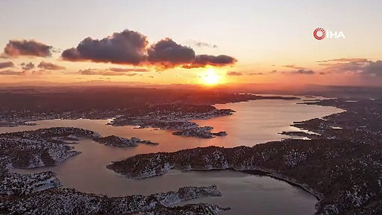 Porsuk Barajı’nda günbatımı manzarası ilgi çekti