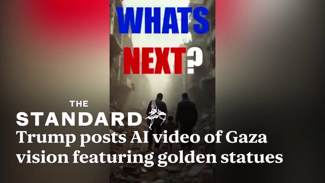 Trump posts AI video of Gaza vision featuring golden statues, bearded belly dancers and Netanyahu on a sunbed