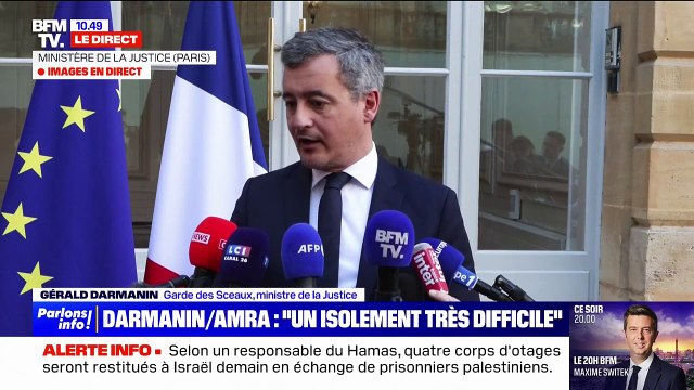 Gérald Darmanin s'exprime après l'incarcération de Mohamed Amra à la prison de Condé-sur-Sarthe