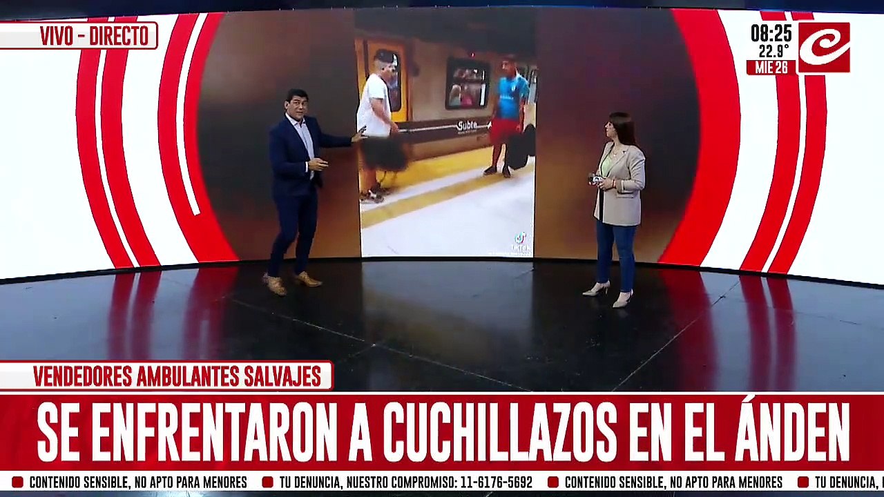 Duelo con cuchillos en el subte entre vendedores ambulantes