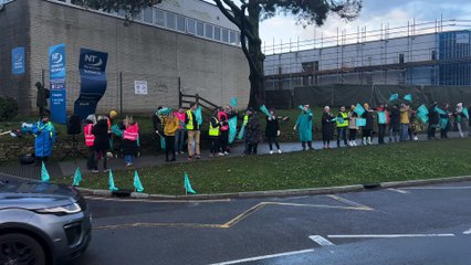 Teachers at Newquay Tretherras attend the picket line