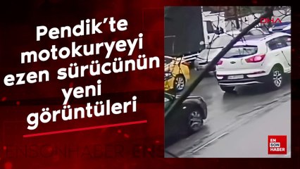 Pendik’te otomobille motokuryeyi ezen sürücünün yeni görüntüleri