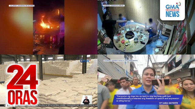 24 Oras: (Part 1) 3 bata at 5 iba pa, patay nang ma-trap sa nasunog na paupahan; alyas Bao Long na POI sa pagdukot ng 14-yo, may hiwalay na carnapping case at wanted abroad; wala pa ring NFA rice sa ilang pamilihan kahit maraming stock sa..., atbp.