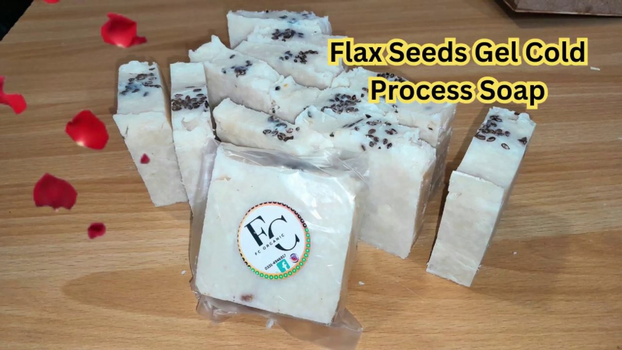 Flax Seeds Gel Cold Process Soap | 6 Oils & Orange Infused Oil | Moisturizing, Brightening & Gentle Cleanse