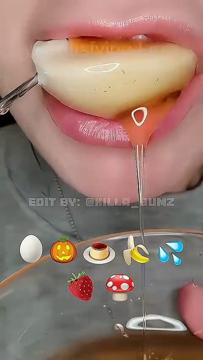 [ASMR] eating emoji 🍮 credits_ @SatisfyingLips __ close req __ #eatingsounds #asmremoji