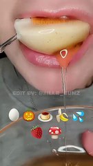 [ASMR] eating emoji 🍮 credits_ @SatisfyingLips __ close req __ #eatingsounds #asmremoji