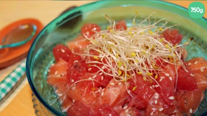 Tartare saumon, pamplemousse et citron