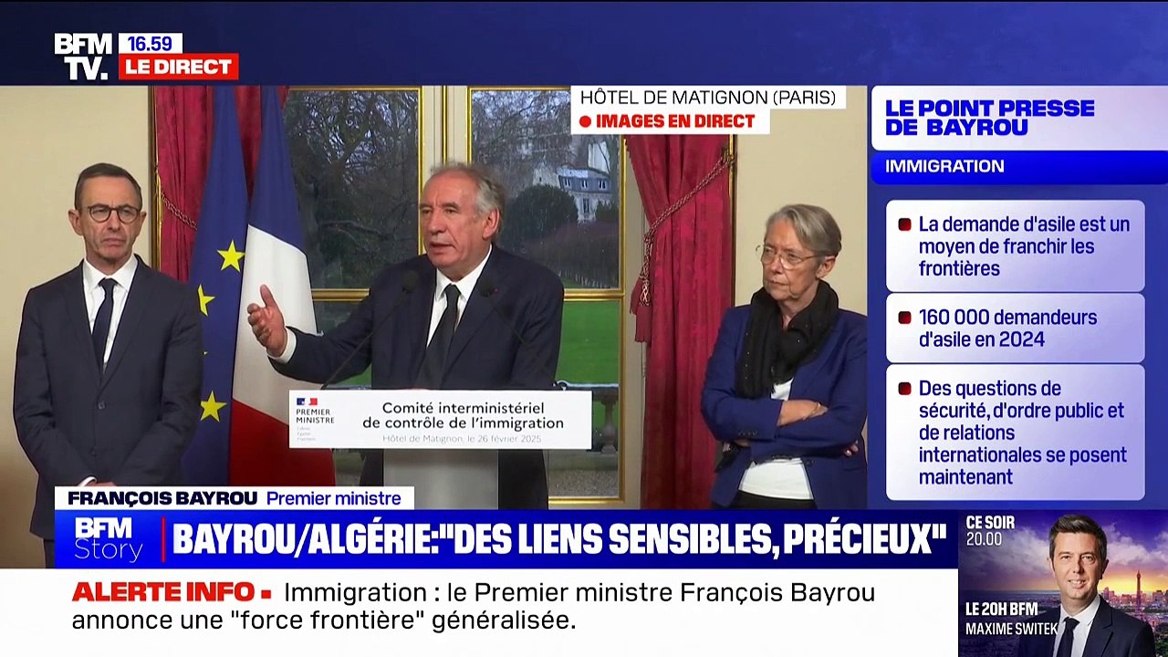 Algérie: "Si ces accords ne sont pas respectés, ils doivent entraîner une remise en cause fondamentale", indique François Bayrou