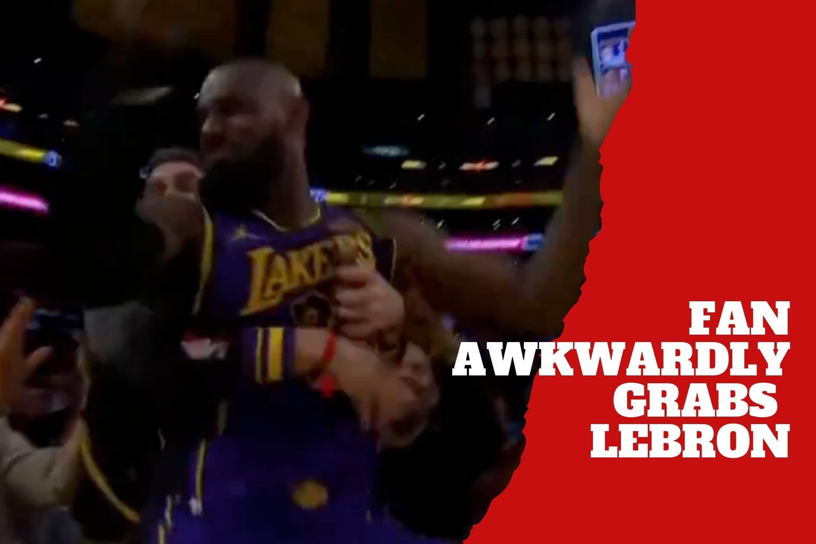 Unexpected move! Fan awkwardly grabs LeBron James