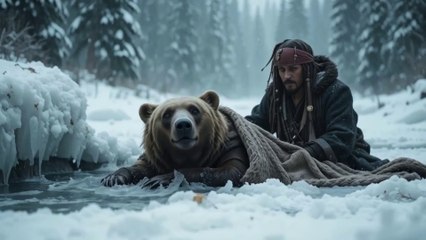 Bear Saved from Frozen River by Jack Sparrow