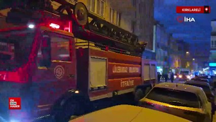 Kırklareli Lüleburgaz'da 3 katlı binada yangın
