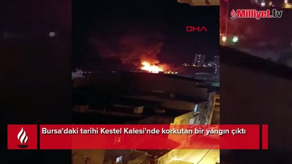 Tarihi Kestel Kalesi'nde korkutan yangın! Ekipler 1 saatte söndürdü